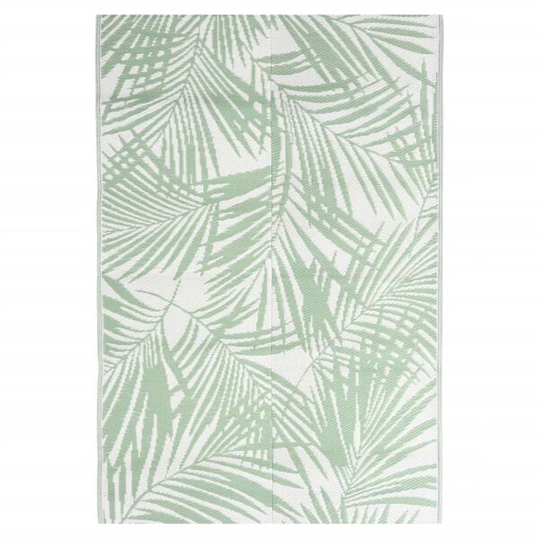 vidaXL Outdoor Rug Green and white Polypropylene 55.1x78.7 in Pattern