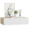 vidaXL Drawer Shelf Oak and White MDF, Metal Compact Wall Shelf