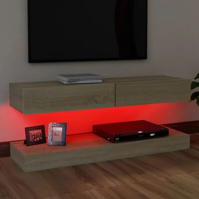 vidaXL TV Stand with LED Lights Sonoma Oak 47.2"x13.8"