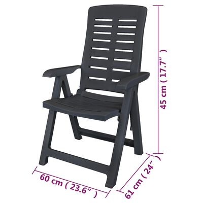 vidaXL Reclining Patio Chairs 6 pcs Plastic Anthracite