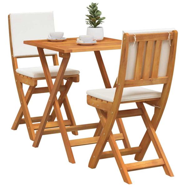 vidaXL Bistro Set with Cushion 3 pcs Oil Natural Solid Acacia Wood