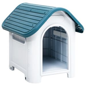 vidaXL Dog House Blue and White Polypropylene Small Durable Dog House