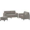 vidaXL 3 Piece Sofa Set with Throw Pillows&Cushions Light Gray Velvet