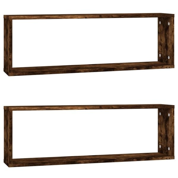 vidaXL Wall Cube Shelf Set of 2 Smoked Oak Engineered Wood Medium