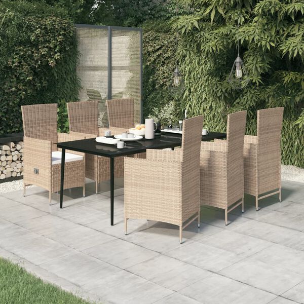 vidaXL Garden Dining Set Beige and black