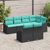 vidaXL Sofa Set with Cushion 7 pcs Black Poly Rattan