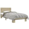 vidaXL Bed Frame Sonoma oak Engineered wood and metal Single Modern