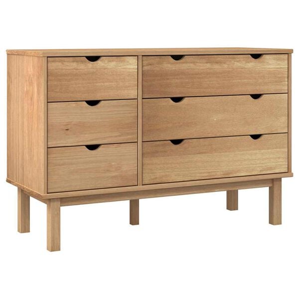 vidaXL Drawer Cabinet Natural Wood Solid Pine Wood Large Drawer Cabinet