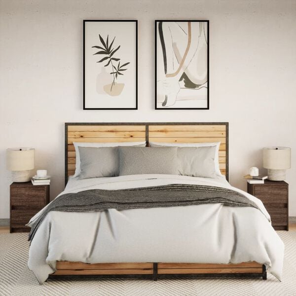 vidaXL Bedside Cabinet Set of 2 Brown Oak Engineered Wood