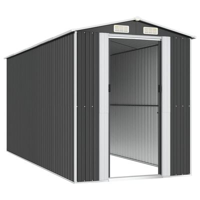 vidaXL Garden Shed Anthracite 75.6"x173.2"x87.8" Galvanized Steel