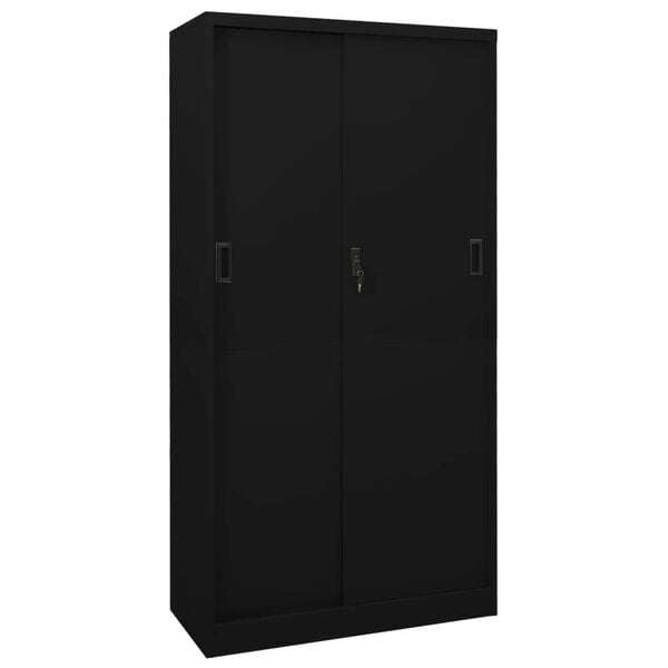 vidaXL Office Cabinet Black Steel Large Height-Adjustable Shelves