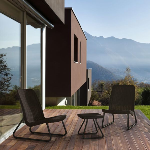 Keter Patio Table And Chair Cappuccino Plastic PP Durable
