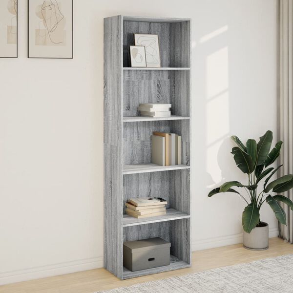 vidaXL Bookcase Grey Sonoma Engineered Wood Large Bookcase Rectangular