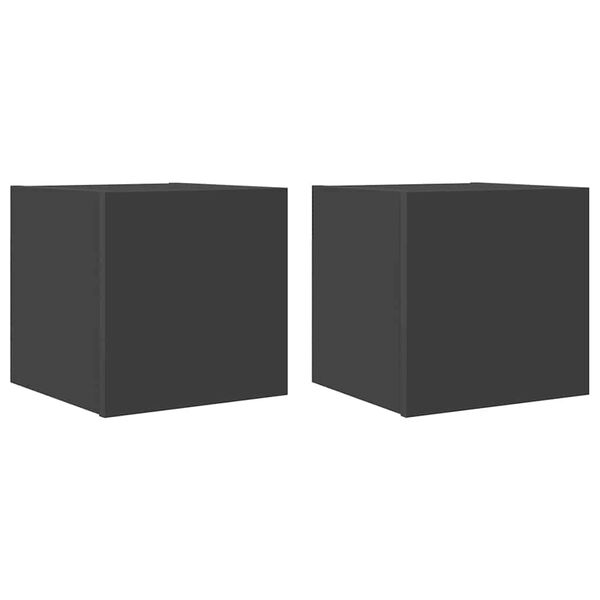 vidaXL TV Cabinet Set of 2 Grey Engineered Wood 12.0 x 11.8 x 11.8 in