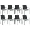 vidaXL 9 Piece Patio Dining Set with Cushions Poly Rattan and Steel