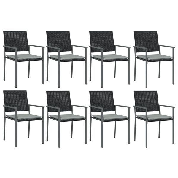 vidaXL 9 Piece Patio Dining Set with Cushions Poly Rattan and Steel