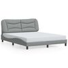 vidaXL Bed Frame with LED without Mattress "Hvar" Light Gray 59.8"x79.9" Fabric