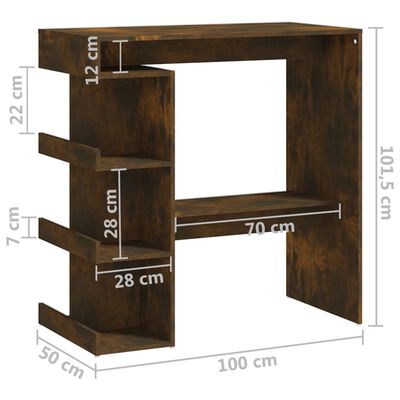 vidaXL Bar Table with Storage Rack Smoked Oak 39.4"x19.7"x40"Engineered Wood