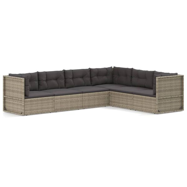 vidaXL Garden Lounge Set Grey PE rattan, powder-coated steel