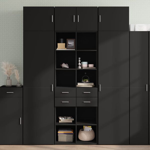 vidaXL Storage Cabinet Black Engineered Wood Large Storage Cabinet