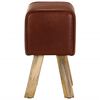 vidaXL Bok Bench Brown and natural Genuine leather, solid mango wood Small