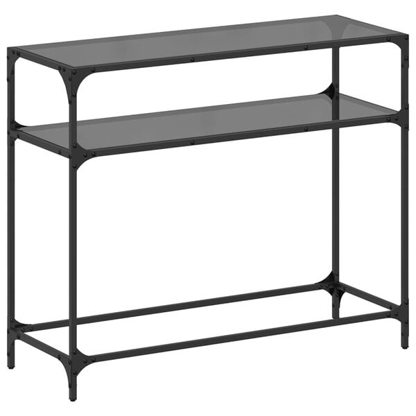 vidaXL Console Table Black Tempered Glass, Stainless Steel Medium Simple
