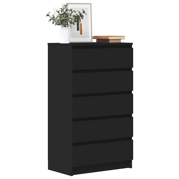 vidaXL Drawer Cabinet Black Engineered Wood Medium Drawer Cabinet