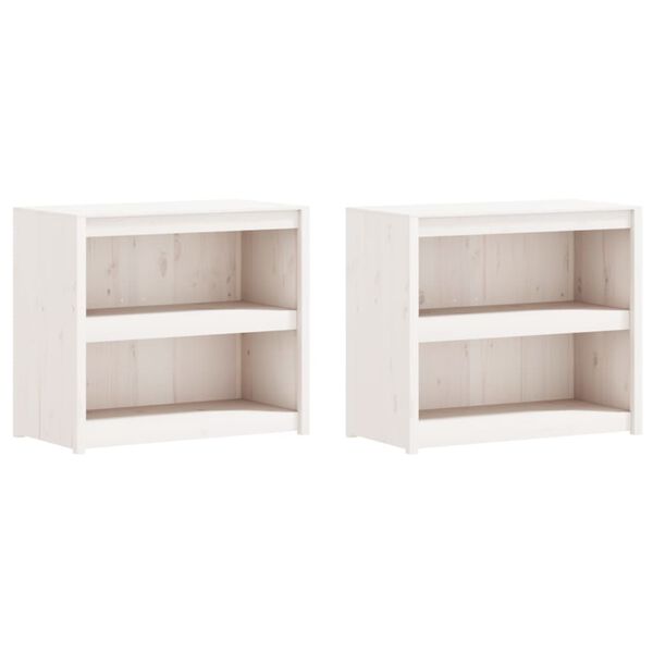 vidaXL Outdoor Kitchen Cabinet Set of 2 White Solid Pine Wood Large