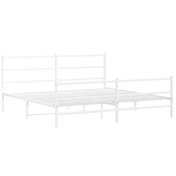 vidaXL Bed Frame White Steel Full Bed Frame Rectangular Modern