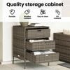 vidaXL Garden Storage Cabinet Gray PE Rattan, Powder-Coated Steel Medium