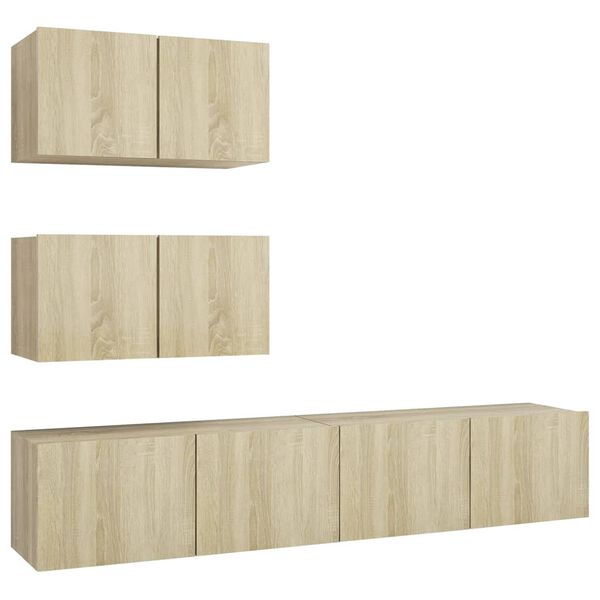 vidaXL TV Cabinet Set Set of 4 Sonoma oak Engineered wood Medium