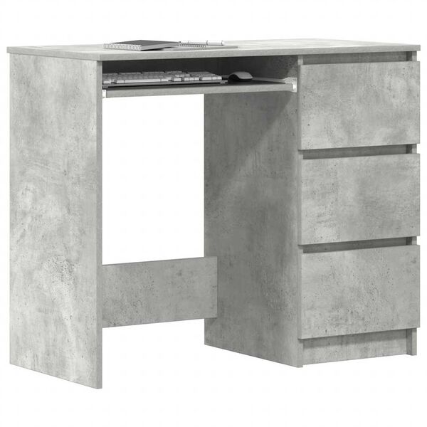 vidaXL Desk Concrete Gray Engineered Wood Compact Desk Rectangular