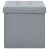 vidaXL Storage Stool Light Gray Faux linen, MDF, Foam Medium Foldable