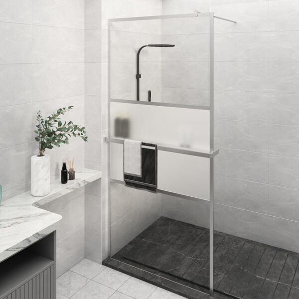 vidaXL Walk-in Shower Wall with Shelf Chrome 35.4x76.8" ESG Glass&Aluminium
