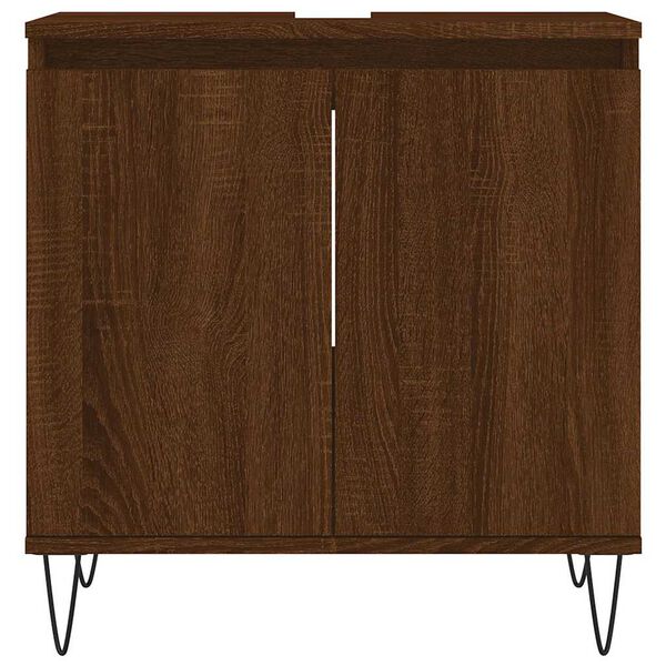 vidaXL Bathroom Cabinet Brown Oak Engineered Wood, Iron Compact