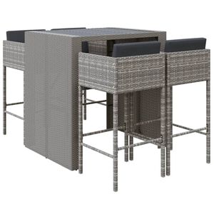 vidaXL Garden Bar Set Grey PE rattan Footrest Garden Bar Set