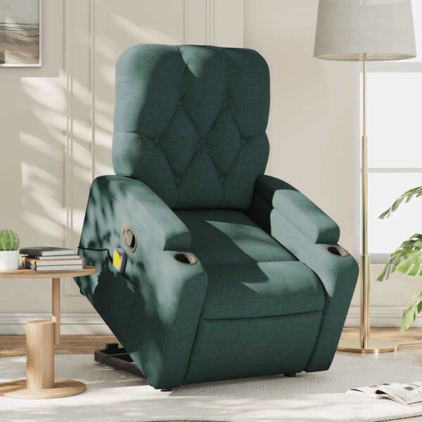 vidaXL Stand Up Massage Recliner Chair Dark Green