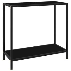 vidaXL Console Table Black Tempered Glass & Powder-Coated Steel Medium