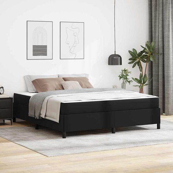 vidaXL Bed Frame with Mattress Black 70.87 x 78.74 in Fabric
