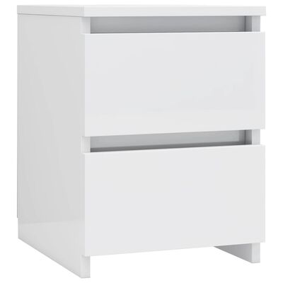 vidaXL Bedside Cabinets 2 pcs High Gloss White 11.8"x11.8"x15.7" Engineered Wood