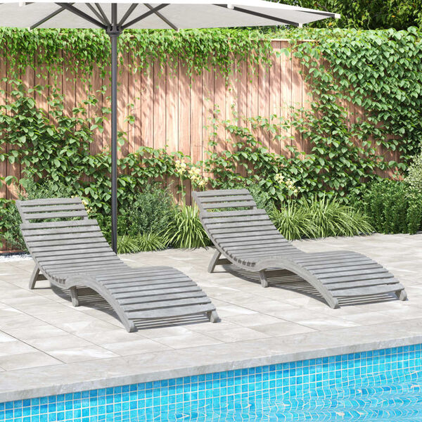 vidaXL Sun Lounger Set of 2 Grey Solid acacia wood