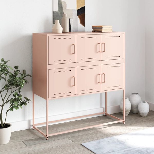 vidaXL Sideboard Pink Cold-rolled steel Sideboard Rectangular Modern