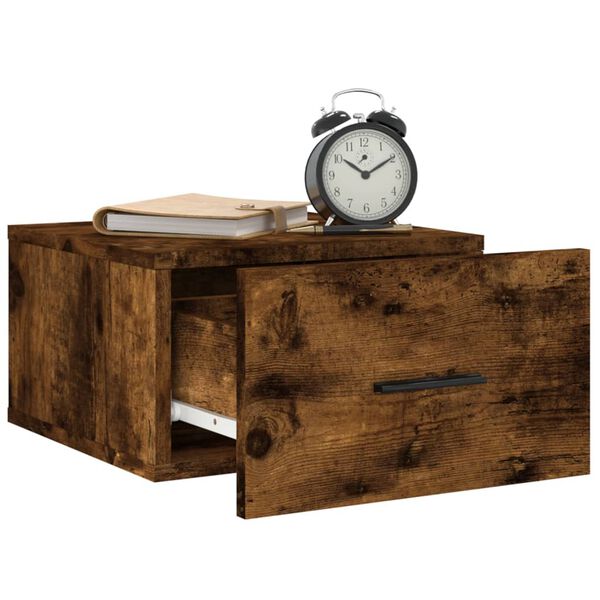 vidaXL Wall-mounted Bedside Cabinet Set of 2 Smoked oak Engineered wood