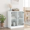 vidaXL Side Cabinet White Engineered wood, glass 26.8x14.6x29.7 in