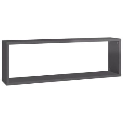 vidaXL Wall Cube Shelves 4 pcs High Gloss Gray 31.5"x5.9"x10.4" Engineered Wood