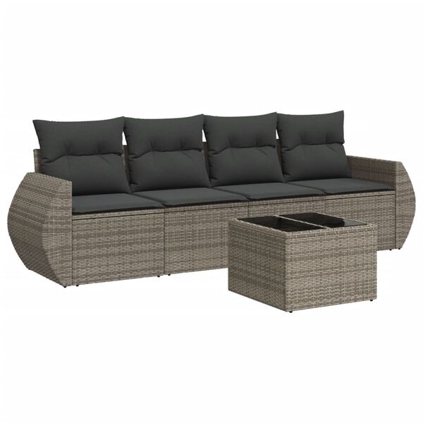 vidaXL Garden Sofa Set Grey Poly Rattan Compact Modular