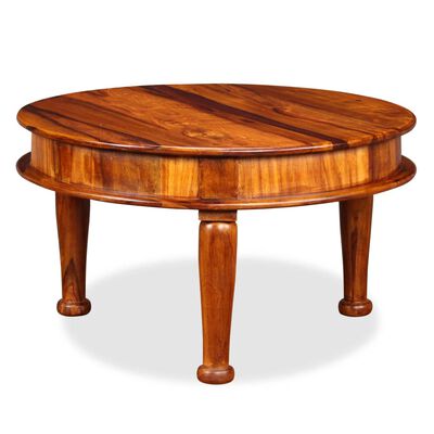 vidaXL Coffee Table Solid Sheesham Wood 27.6"x27.6"x15.7"