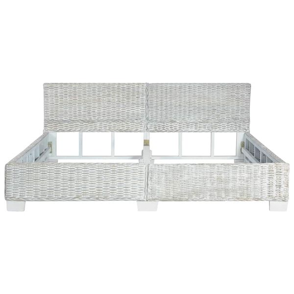vidaXL Bed Frame Grey Mahogany wood, Mango wood, Natural rattan Super King