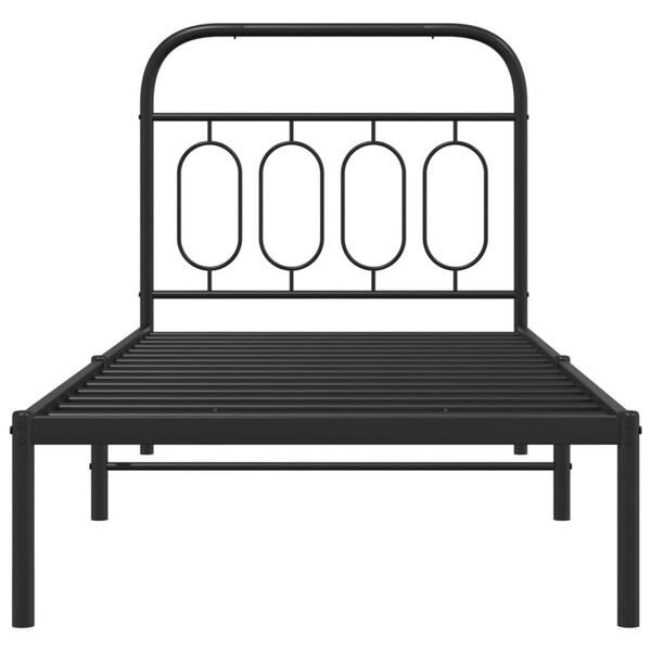 vidaXL Bed Frame Black Steel 35.4x78.7 in Bed Frame Rectangular