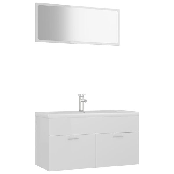 vidaXL Bathroom Furniture Set High Gloss White Engineered wood, Ceramic